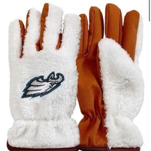 FOREVER COLLECTIBLES PHILADELPHIA EAGLES SHERPA FAUX SUEDE WOMENS GLOVES- OS